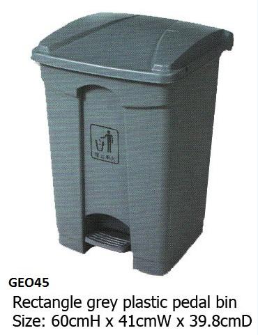 Rectangle grey plastic pedal bin GEO45