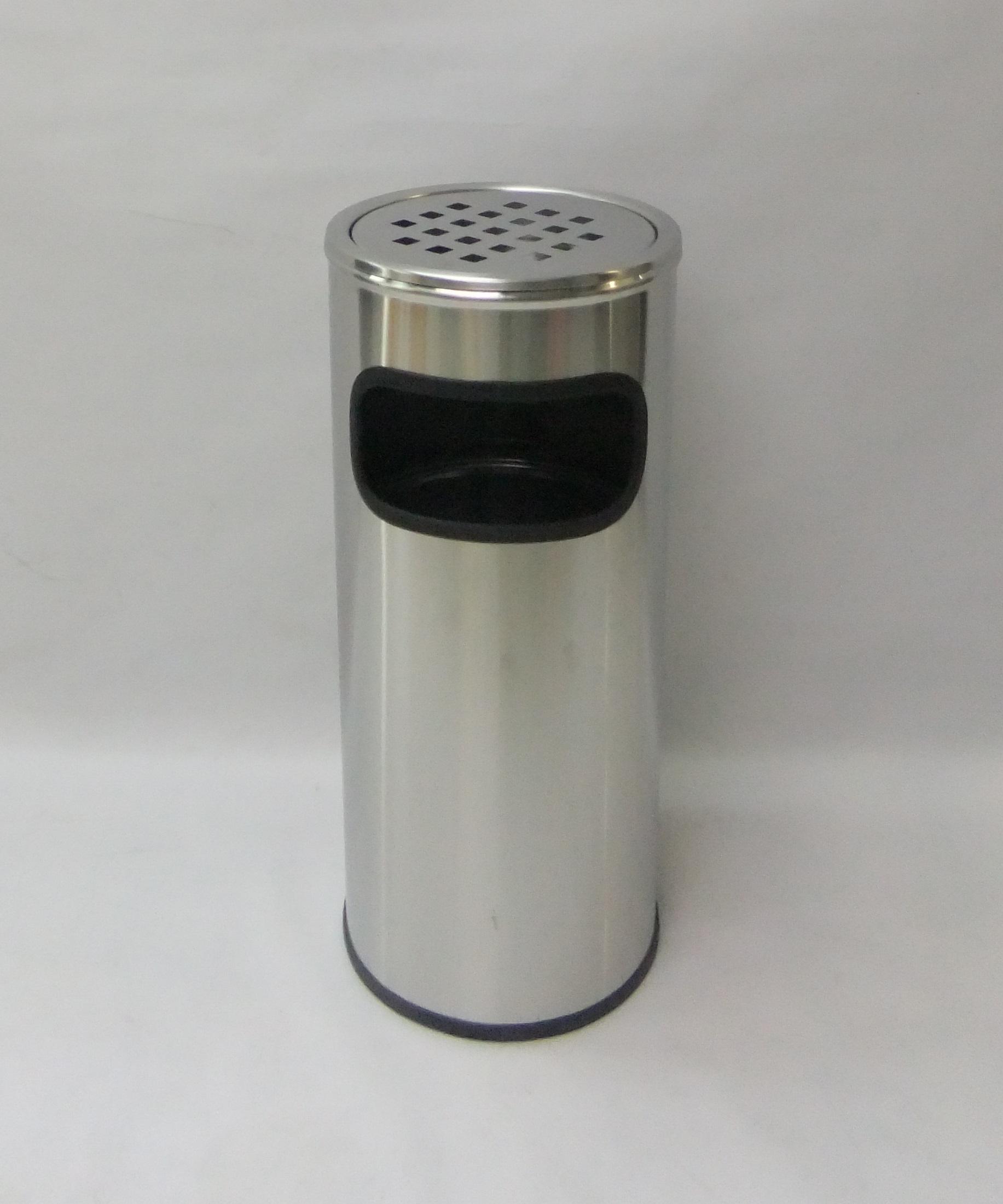 Round stainless steel bin with perforated ashtray cover & inner bin