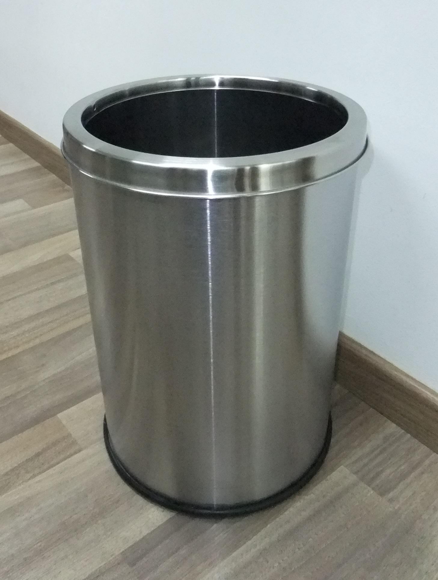 Round steel hairline office bin