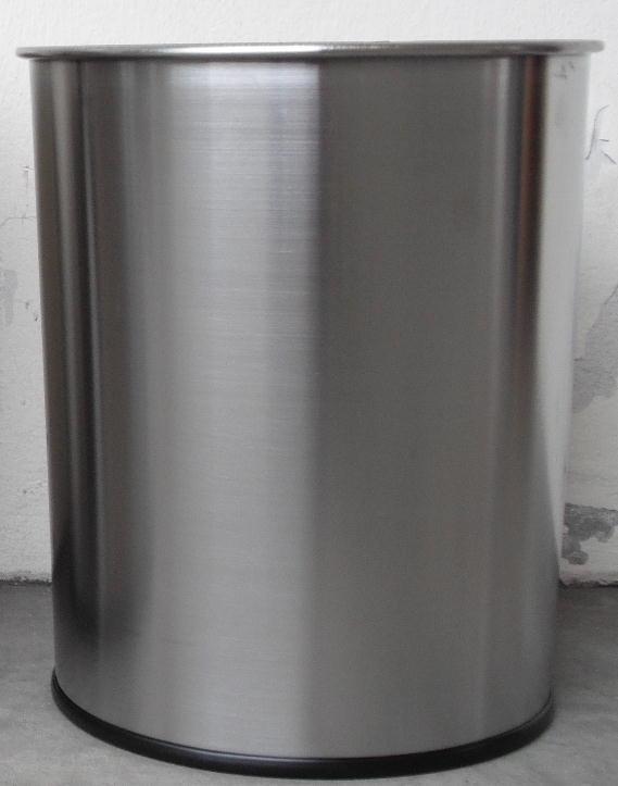 Round stainless steel hairline office bin