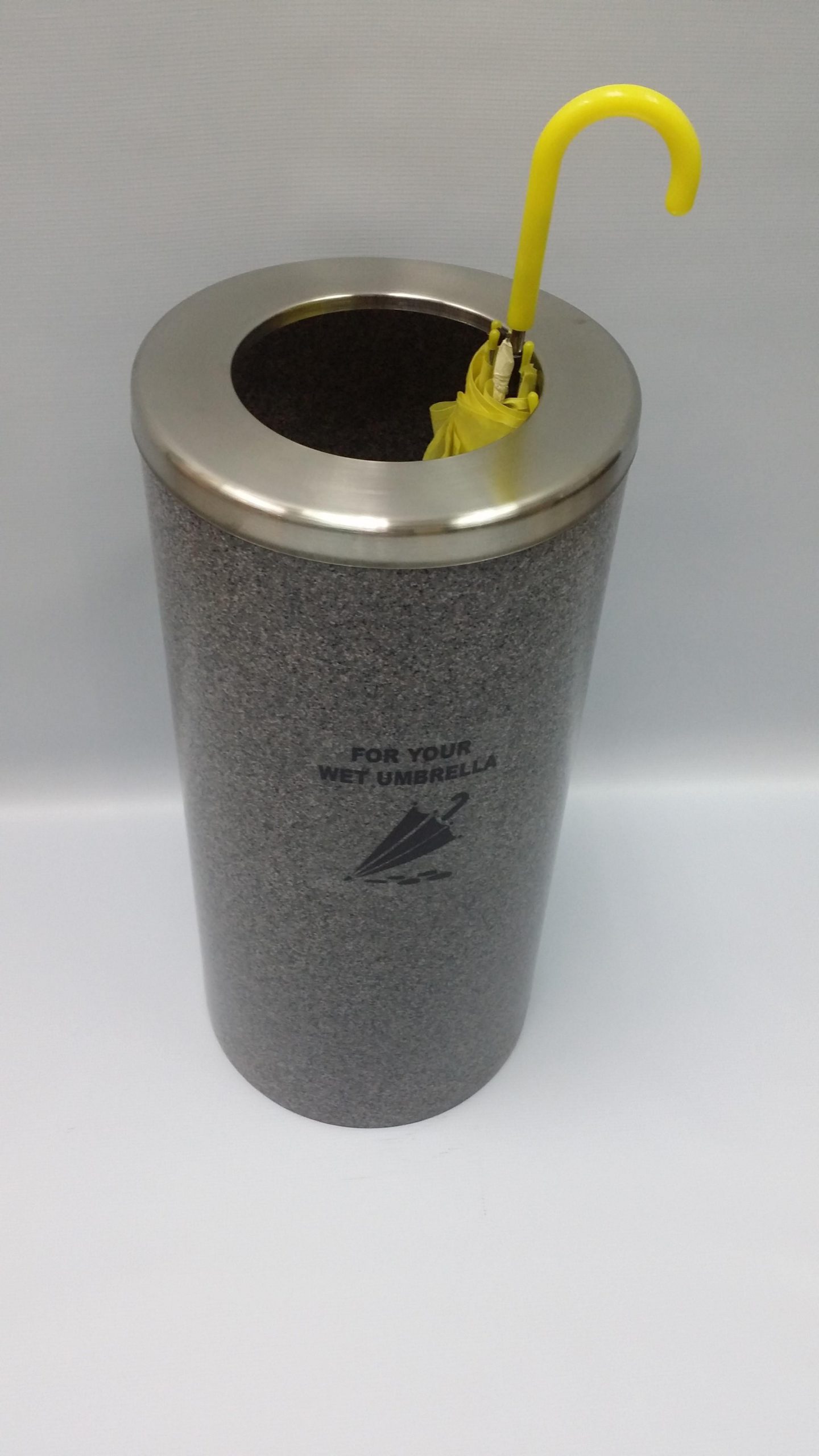 Round Marble Granite Bin with Flat Top Opening Cover for putting Umbrellas