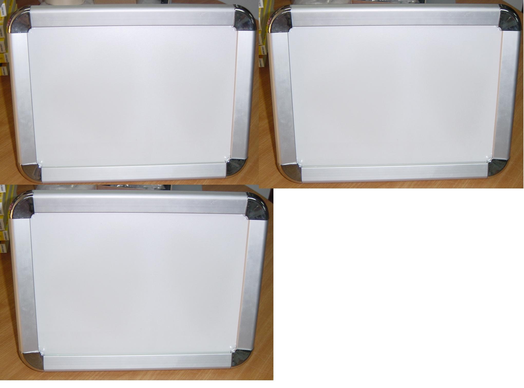 Silver aluminium quick clip board with radius corners