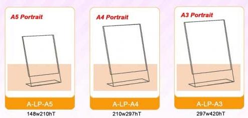 Vertical tilted sign/menu holder