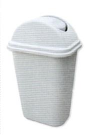 Rectangle grey plastic office bin with swing cover
